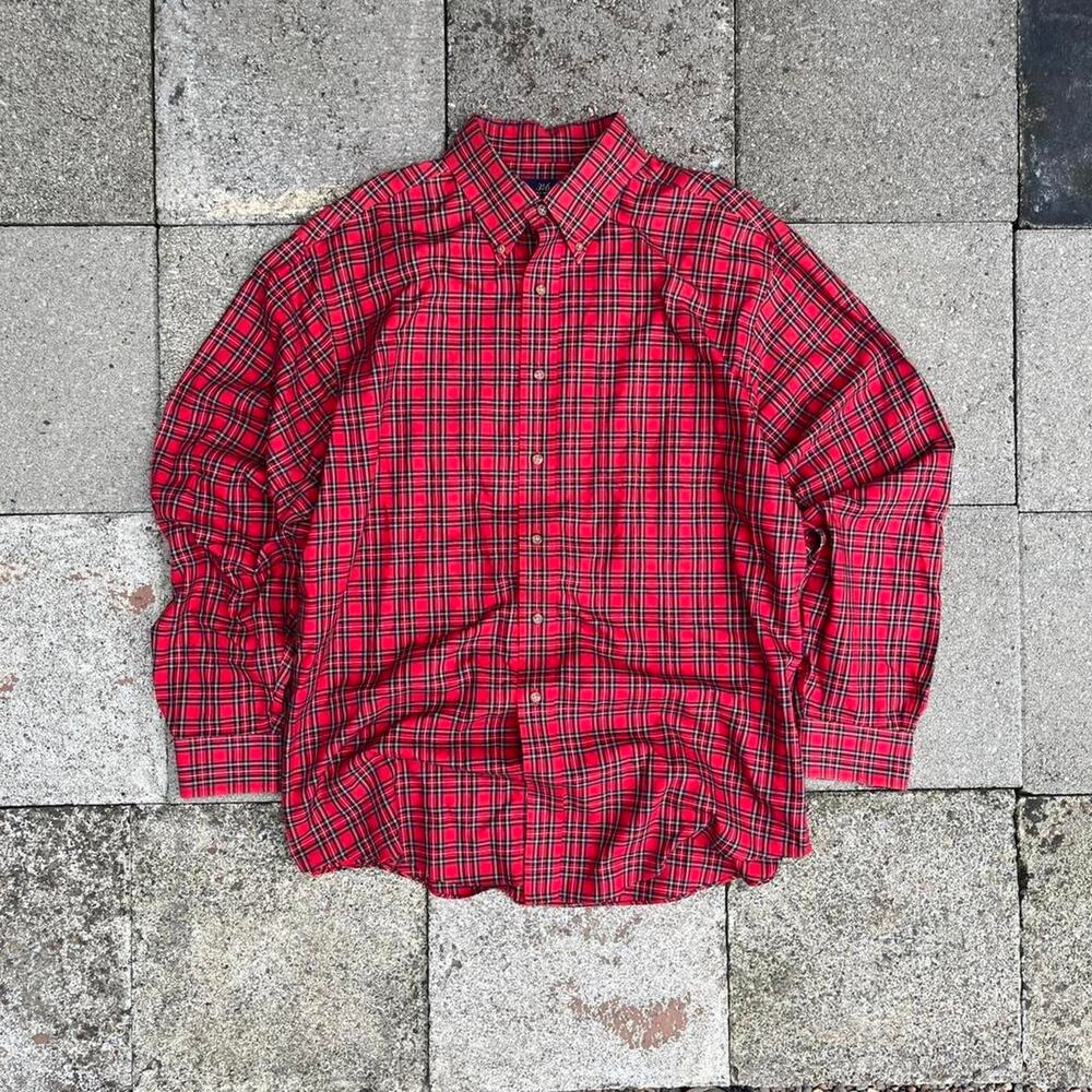 Brooks Bothers Plaid Red Button-Up Flannel